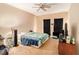 Bedroom with carpet, ceiling fan, bed, and curtains at 2549 Emerald Dr, Jonesboro, GA 30236