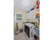 Efficient laundry room with white cabinets and modern washer and dryer at 530 Veranda Ct, Alpharetta, GA 30009