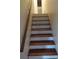 Staircase with wooden steps and white risers, leading to the upper level at 604 Pepperwood Ln, Stone Mountain, GA 30087