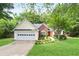 Charming single-story home with a manicured lawn, red door, and a two car garage at 174 Saint Georges Ct, Suwanee, GA 30024