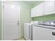 Laundry area equipped with modern washer and dryer units at 174 Saint Georges Ct, Suwanee, GA 30024