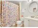 Bathroom featuring stylish shower curtain and ample storage at 1380 Heritage Glen Dr, Marietta, GA 30068
