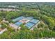 Aerial view of multiple tennis courts surrounded by lush trees, showcasing community amenities at 963 Manor Parc Dr, Decatur, GA 30033
