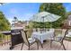 Outdoor patio showcasing a grill, table with chairs and umbrella, perfect for entertaining at 5791 Epping Ct, Douglasville, GA 30135