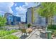 Outdoor patio area features dining and seating with landscaped views at 950 W Peachtree Nw St # 911, Atlanta, GA 30309