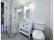Modern bathroom features include glass enclosed shower, vessel sink and gray tile flooring at 2400 Glenrock Dr, Decatur, GA 30032