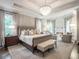 Luxurious main bedroom with a fireplace, plush furniture, and elegant lighting features at 8957 Old Southwick Pass, Johns Creek, GA 30022
