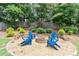 Backyard entertaining area features a brick fire pit and adirondack chairs at 3514 Ethridge Nw Ln, Kennesaw, GA 30144