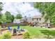 Spacious backyard with well-maintained lawn, fire pit, playset, and partial fence at 3514 Ethridge Nw Ln, Kennesaw, GA 30144