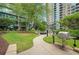 Outdoor grilling area with lush greenery, perfect for entertaining and enjoying outdoor cooking at 44 Peachtree Nw Pl # 2024, Atlanta, GA 30309