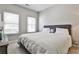 Serene bedroom featuring a plush bed with white linens, bright windows, and neutral decor at 334 Pin Oak Ave, Woodstock, GA 30188
