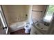 Small and functional bathroom featuring a tub-shower combo, sink, and toilet at 554 Oak Landing Cir, Douglasville, GA 30134