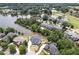 Aerial view showcases luxury homes nestled around a lake and golf course with lush greenery at 2837 Darlington Run, Duluth, GA 30097