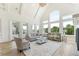 Spacious living room featuring hardwood floors, large windows with backyard view, and modern furnishings at 2837 Darlington Run, Duluth, GA 30097