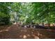 Secluded backyard oasis with a fire pit and lush landscaping offering privacy and tranquility at 3004 High Vista Walk, Woodstock, GA 30189