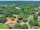 This scenic aerial perspective of a 1.2-acre property reveals a house enveloped by lush greenery at 7619 Campground Rd, Cumming, GA 30040