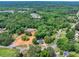 Wide aerial view of the property showcasing a home, verdant surrounding and a 1.2-acre lot at 7619 Campground Rd, Cumming, GA 30040