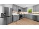 Charming kitchen featuring gray cabinets, stainless appliances, and light countertops at 2385 Perkerson Sw Rd, Atlanta, GA 30315