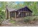 Attached screened porch with view of backyard, wooded area and a brick chimney at 402 Summit Ridge Ter, Lawrenceville, GA 30046