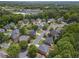 Aerial view of a neighborhood with houses surrounded by lush green trees and landscaping at 350 Medridge Dr, Johns Creek, GA 30022