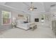 Spacious main bedroom featuring a trey ceiling, fireplace, and neutral decor at 350 Medridge Dr, Johns Creek, GA 30022
