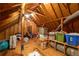 Spacious attic with wood beams, storage bins, and room for organizing at 1590 Greyson Rdg, Marietta, GA 30062