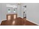 Open-concept living room featuring hardwood flooring and neutral paint scheme at 40 Polo Xing, Hiram, GA 30141