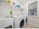 Laundry room features modern washer and dryer, utility sink and storage; window above machines at 120 Laurel Rdg, Canton, GA 30114