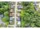 Aerial view showcasing the home's location, lot lines, and surrounding neighborhood at 1645 Cobbs Creek Ln, Decatur, GA 30032