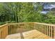 Wooden porch overlooking a backyard full of green trees providing plenty of shade at 1645 Cobbs Creek Ln, Decatur, GA 30032