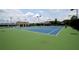 Well-kept tennis courts with blue surface, lighting, and covered viewing areas at 6009 Castleton Mnr, Cumming, GA 30041