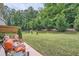 Private backyard with patio, plush lawn and mature trees, perfect for entertaining at 351 Gaines St, Marietta, GA 30060
