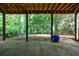 Covered outdoor patio looking out onto the lush green backyard, offering a serene space for relaxation at 4470 Crestwicke Pointe, Atlanta, GA 30319