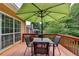 Relax on this back deck with a table and umbrella, surrounded by a lush green yard at 2694 Sterling Dr, Lawrenceville, GA 30043