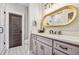 Modern bathroom with vanity, mirror, and a glass-enclosed shower at , Buford, GA 30518