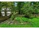 Tranquil backyard with fenced garden beds, mature trees, and lush green lawn at 1769 Milford Creek Sw Cts, Marietta, GA 30008