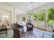 Relaxing screened porch with wicker furniture and views of the lush backyard at 3382 Habersham Rd, Atlanta, GA 30305