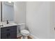 Powder room with modern vanity, providing a convenient space for guests at 6830 Heard Ln, Cumming, GA 30041