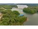 Stunning aerial view of a community on the lake with lush greenery and a private boat dock at , Cumming, GA 30041