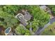 An aerial view of a luxury home surrounded by lush greenery with a private pool at 905 Brooksglen Dr, Roswell, GA 30075
