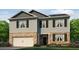 Two-story home features stone accents, gray siding, dark shutters, and an attached garage at 2701 Montie Ct, Lithia Springs, GA 30122