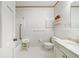 Bathroom features tiled floors, single vanity, tiled walls and shower/tub combo at 3456 Paces Nw Pl, Atlanta, GA 30327