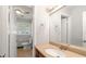 Bathroom featuring a vanity with a mirror and a combination of tile and vinyl flooring at 2830 Knollview Dr, Decatur, GA 30034