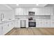 Modern kitchen featuring white cabinets, stainless steel appliances, and stylish backsplash at 3144 Corner Oak Dr, Norcross, GA 30071