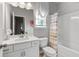 Bright bathroom featuring a shower-tub, vanity with mirror, and decorative accents for a clean aesthetic at 14 Jacobs Farm Ln # 7, Lawrenceville, GA 30045