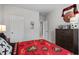 This bedroom features a dark wood dresser and soccer themed decor at 14 Jacobs Farm Ln # 7, Lawrenceville, GA 30045