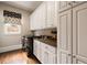 Functional laundry room with ample storage and a modern washer/dryer at 1409 Spyglass Hill Dr, Johns Creek, GA 30097