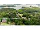 Aerial view showcasing the house nestled among lush green trees with a lake in the background at 3040 Larkspur Ct, Cumming, GA 30041