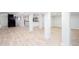Spacious finished basement features laminate floors, white support columns, and a bar area at 3193 Trasher Cir, Decatur, GA 30032