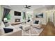 Bright living room featuring a fireplace, plush seating, and large windows showcasing the outdoor view at 2455 Ivey Oaks Rd, Cumming, GA 30041